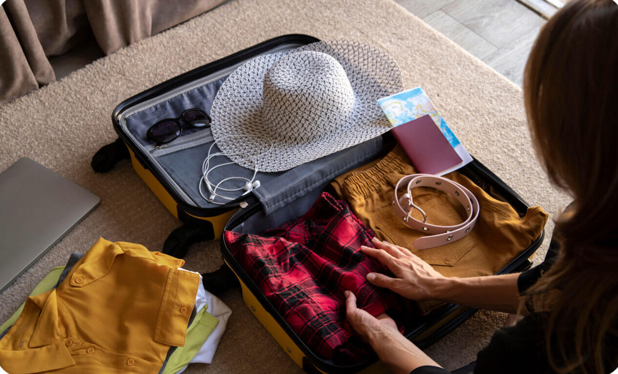 Packing suitcase for a holiday